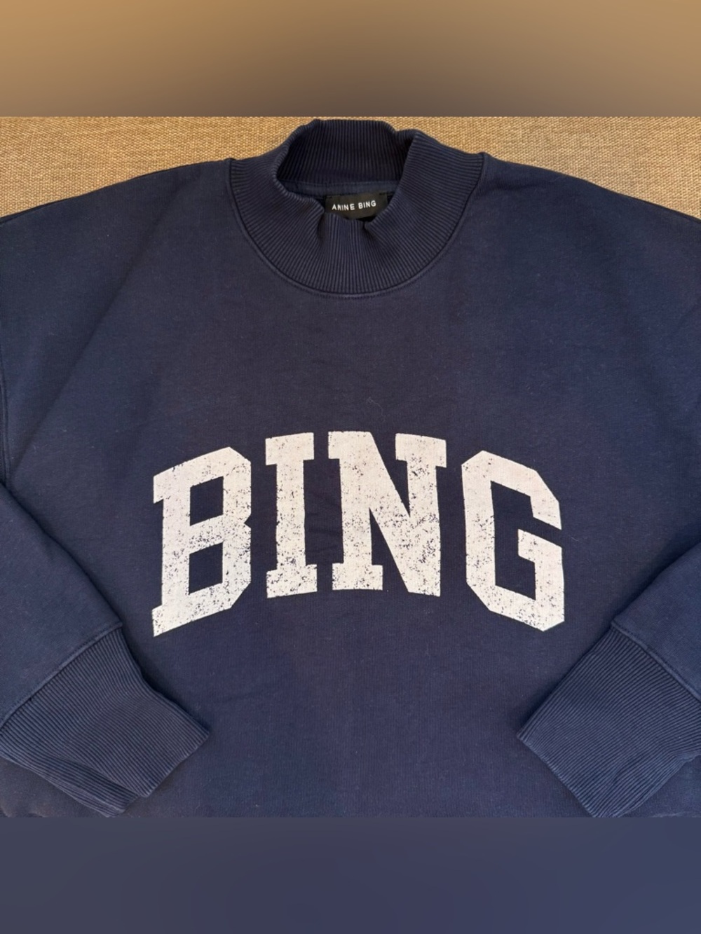 Anine Bing Navy Blue Bradie Oversized Sweatshirt Womens S